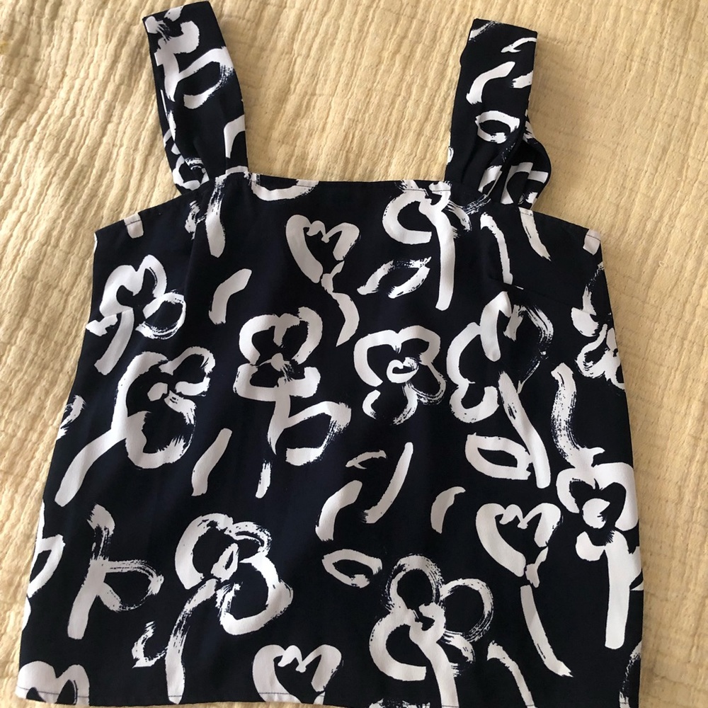 Bold floral pattern JCrew sleeveless blouse